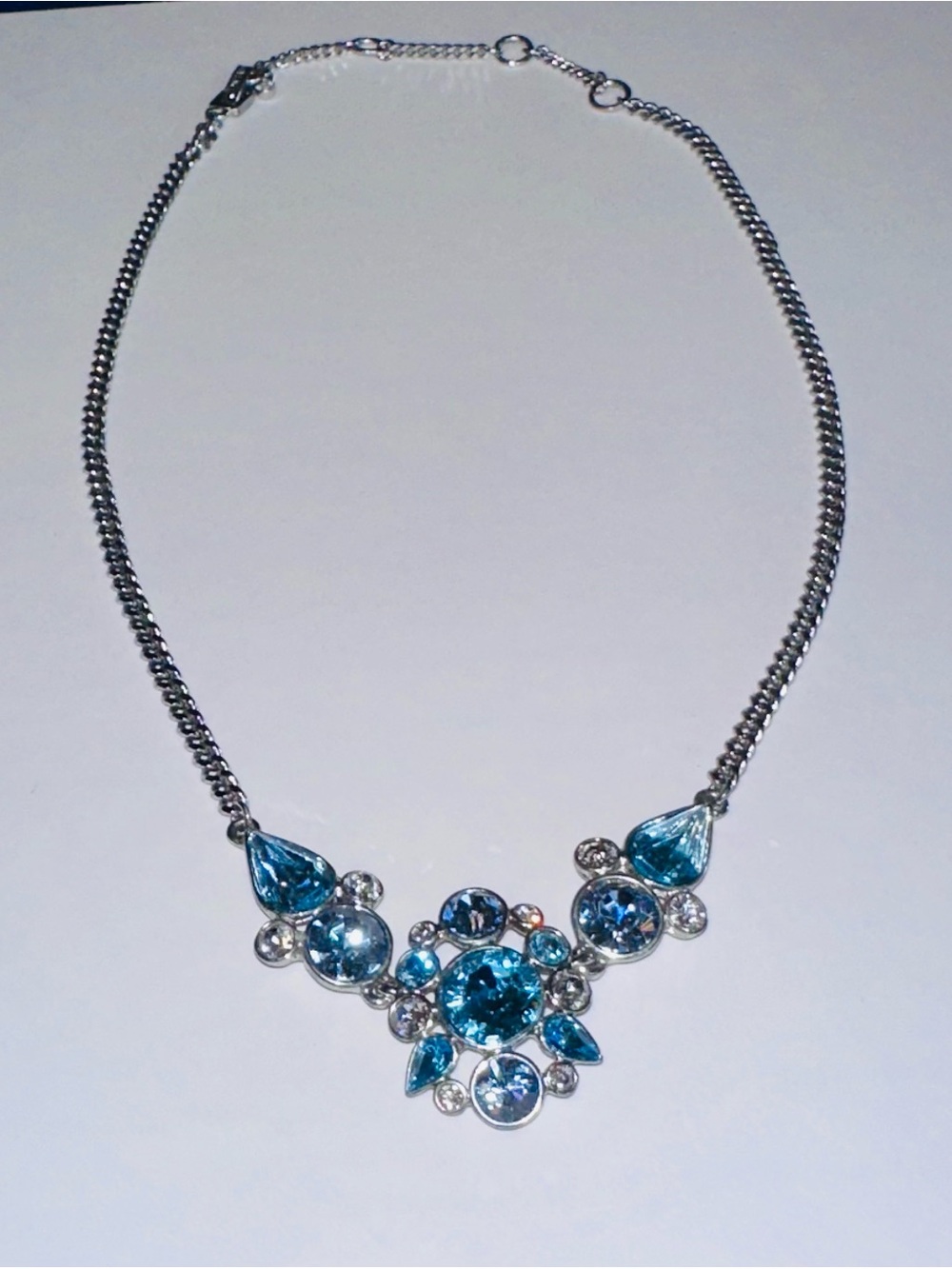 Givenchy Swarovski Blue Crystal Cluster Necklace